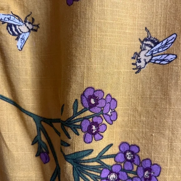Princess Highway Sold On ModCloth Yellow Floral Bee Cotton Mini Dress Size 10 - Picture 3 of 10